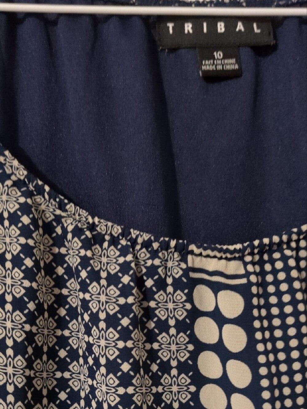 Tribal Navy and White Geometric Print Tunic - Picture 10 of 12